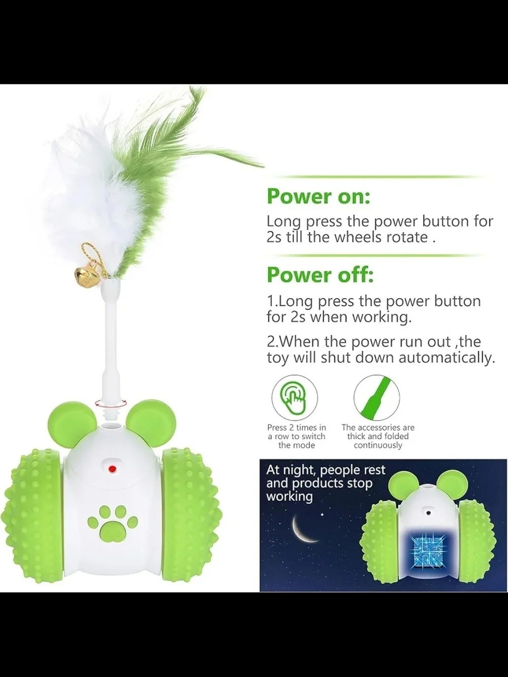 Automatic Motion-Activated Interactive Cat Ball with Feathers & Jingle Bell